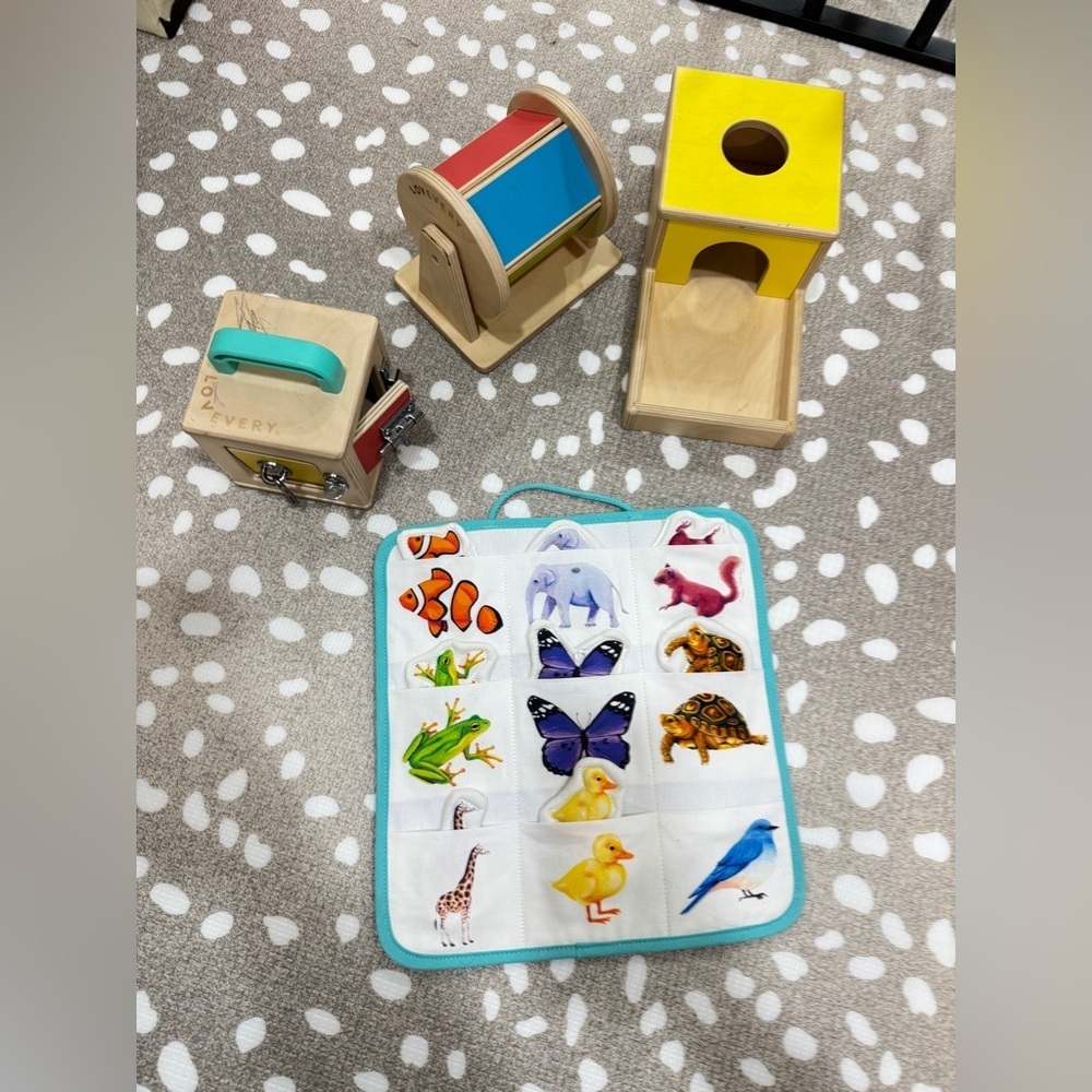 LOVEVERY Lot bundle playkit toy ball drop wooden spinning rainbow realist baby